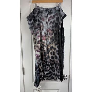 Echo Women's Silk Scarf Rayon Back Animal Print Black Multicolor  24 x 70 - NWT